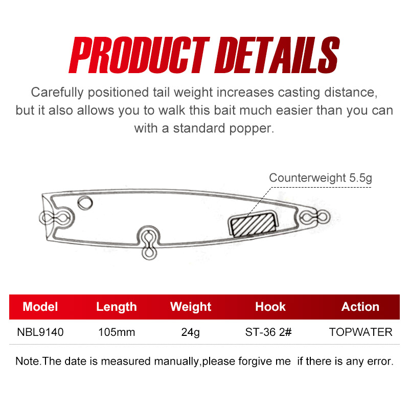 Noeby Popper Fishing Lure 105m - огляд і ціна Fishing Lure Buzzbait